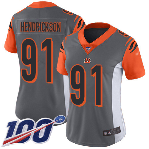 Bengals #91 Trey Hendrickson Silver Women\'s Stitched NFL Limited Inverted Legend 100th Season Jersey Bengals #91 Trey Hendrickson Silver Women\'s Stitched NFL Limited Inverted Legend 100th Season Jersey